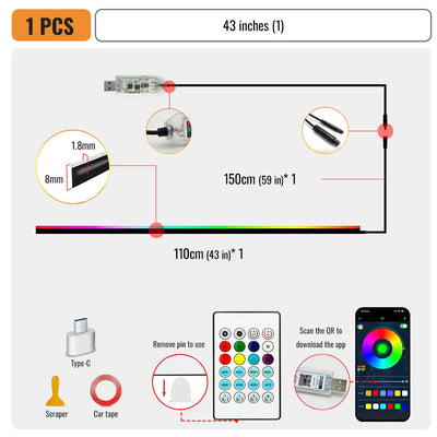 Éclairage d'Ambiance LED RGB Acrylique 110 cm Intérieur