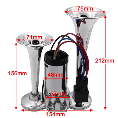 Klaxon à Air Double Trompette Compresseur 12V Universel