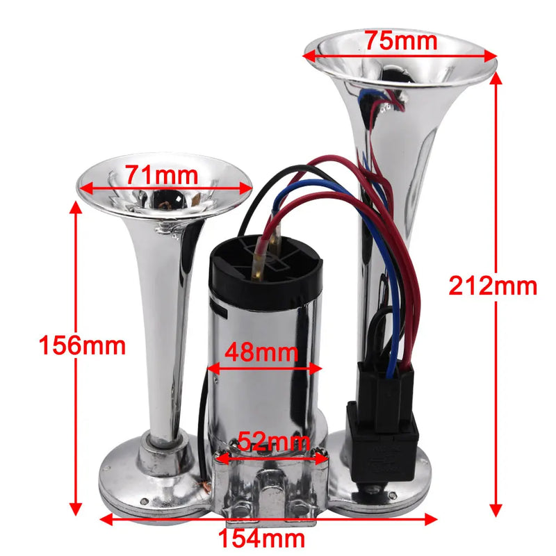 Klaxon à Air Double Trompette Compresseur 12V Universel
