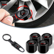 Bouchons de Valve Audi Métal Noir avec Porte-Clés Démonte-Valve