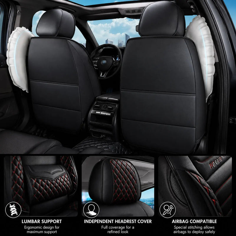Housses de Siège Cuir PU Hyundai Tucson Kona i20 i30 i10 Santa Fe Bayon Nexo 5 Places Airbag Compatible Imperméables