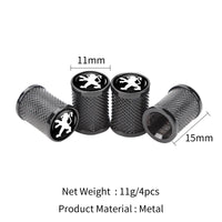Bouchons de Valve Peugeot 206, 207, 208, 307, 308, 3008, 407, 508, Métal Strié, Lot de 4