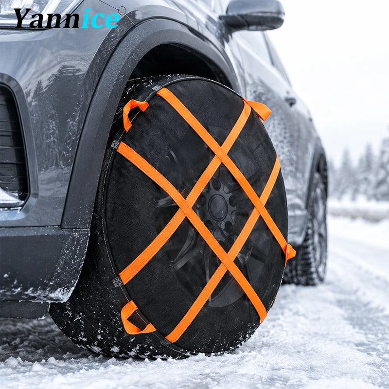 Chaussettes à Neige Voiture SUV Textile Universelles Sangles Orange
