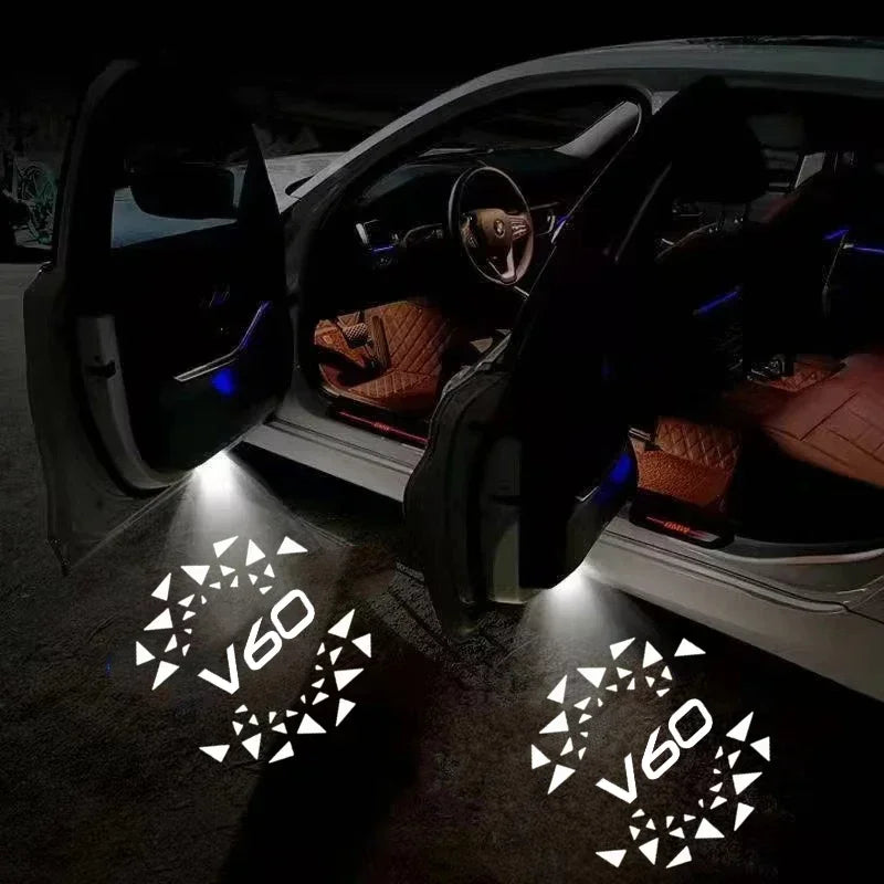 Projecteur Porte Volvo V60 2013-2024 LED, Lot de 2, 8 Motifs, Remplacement Direct