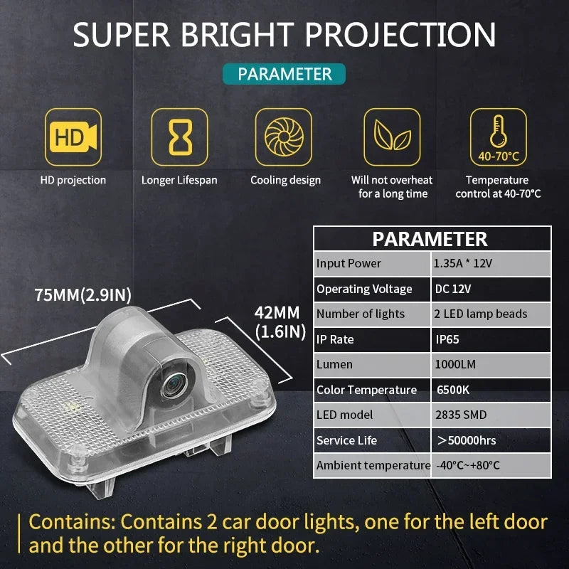 Projecteur Logo Porte Nissan GT-R R35 LED 2 Pièces