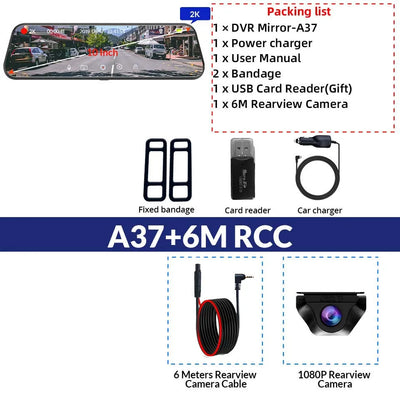 Dashcam Miroir E-ACE A37 2K Écran Tactile