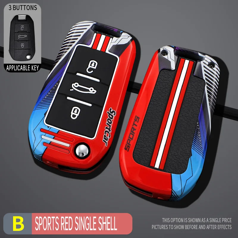 Coque de Protection Clé Peugeot 208 308 408 508 2008 3008 4008 5008 Citroën C3 C4 Cactus C6 C8 Look Sport Rouge ou Noir
