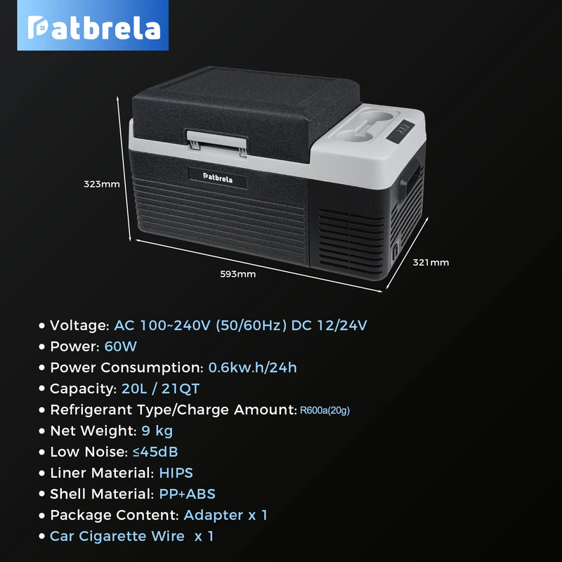 Réfrigérateur de Voiture Patbrela 20 L 40 L 45 L Compresseur 12/24 V avec Contrôle par Application