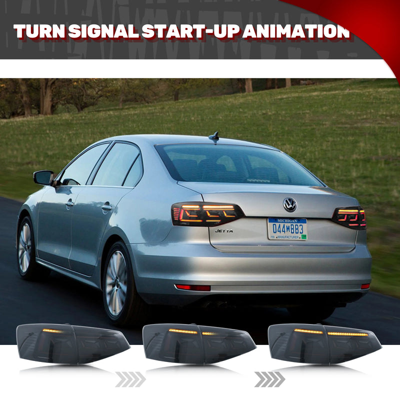 Feux Arrière LED Volkswagen Jetta 2015-2018 Noir Séquentiel