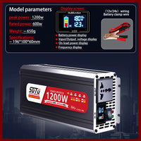 Convertisseur 12V 24V 220V Pur Sinus 1200 à 3000 W Onduleur Voiture Écran LCD