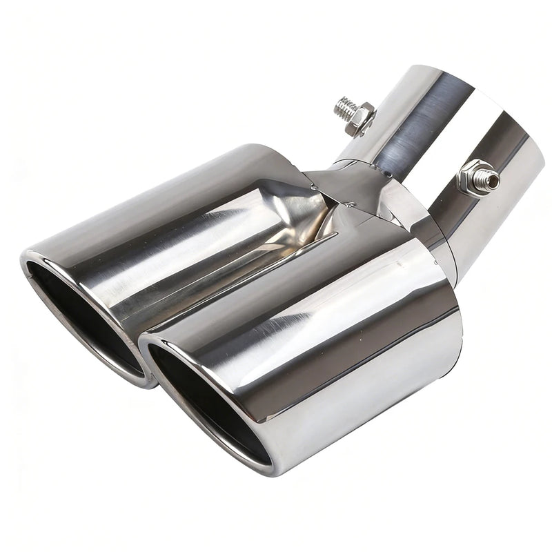 Embout d'Échappement Double Sortie Universel Inox 304 Entrée 63 mm