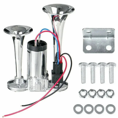 Klaxon Trompette Chromé 12V 600DB Universel Voiture