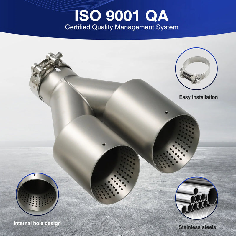 Embout d'Échappement Double Sortie Aspect Titane Mat Universel