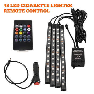 Éclairage d'Ambiance LED RGB 72 Diodes Bluetooth Voiture