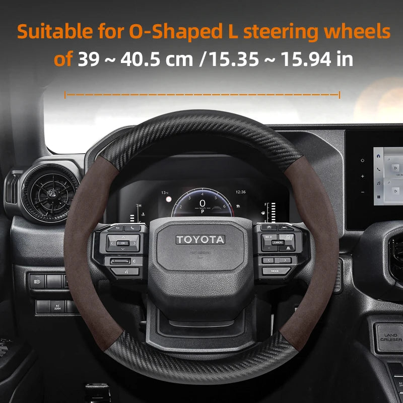 Couvre Volant Toyota Yaris, Corolla, C-HR, RAV4, Hilux, Aygo en Daim et Carbone, Tailles S, M et L