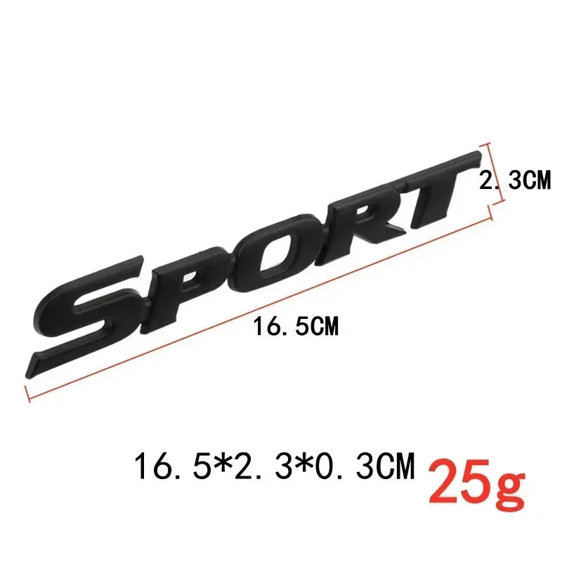 Emblème SPORT Métal 3D Toyota Arrière Coffre Autocollant Noir Rouge ou Argent