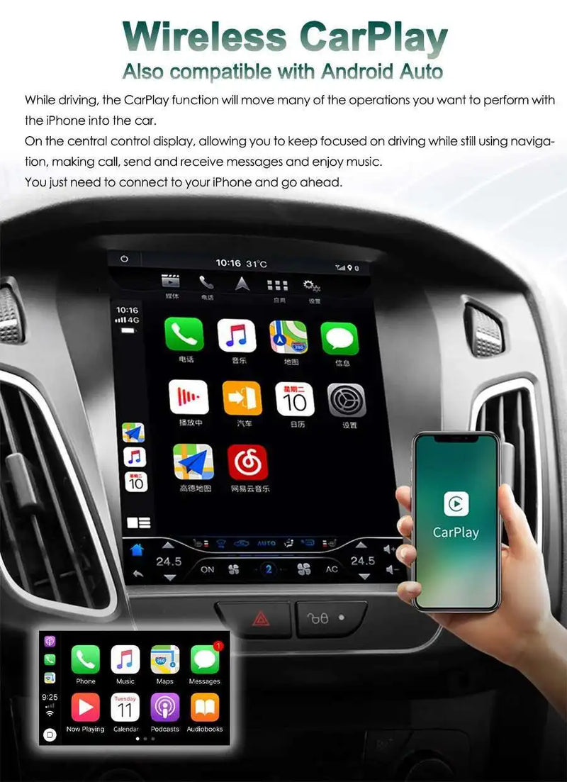 Autoradio Android 14 Écran Vertical 12,1 Pouces Maserati Quattroporte 2004-2012 CarPlay GPS