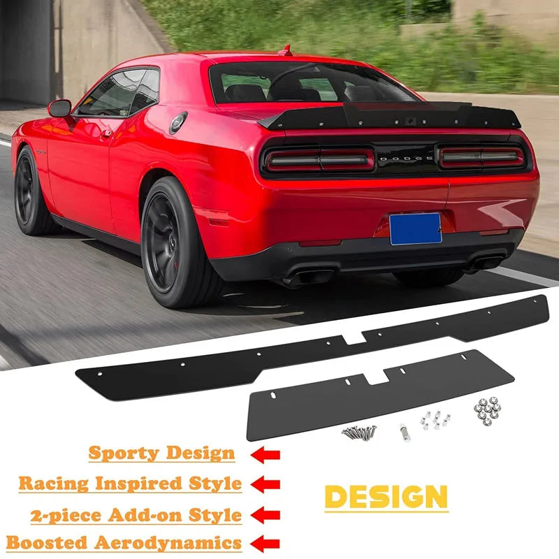 Extension de Becquet Arrière 2 Pièces Dodge Challenger 2015-2021 SRT R/T Hellcat Scat Pack avec Découpe Caméra