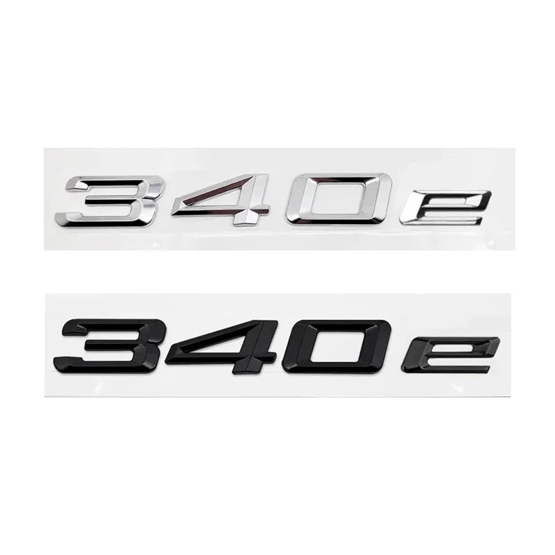 Emblème de Coffre BMW Lettres 316e, 318e, 320e, 330e, 530e, 740e, Noir Brillant ou Argent