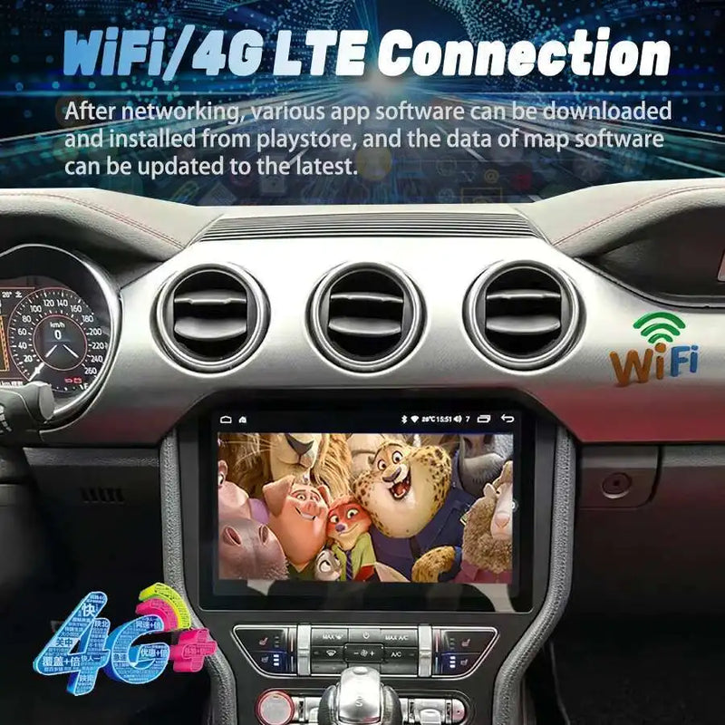 Autoradio Android Ford Mustang 2015-2021 Écran QLED Double Système CarPlay GPS DSP