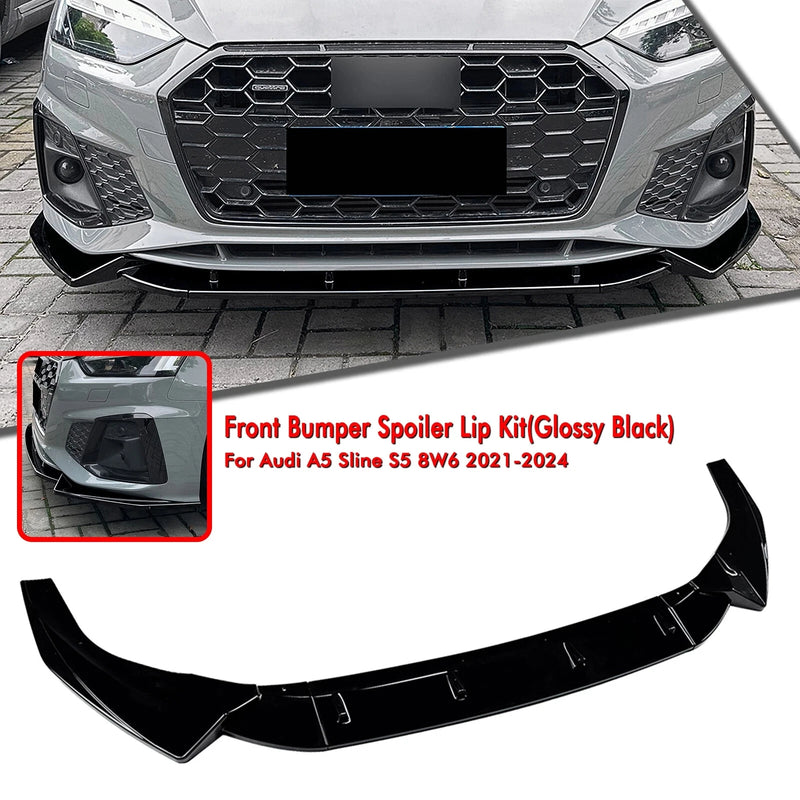 Lame Avant Audi A5 S5 8W6 2021-2024 Noir Brillant 3 Pièces