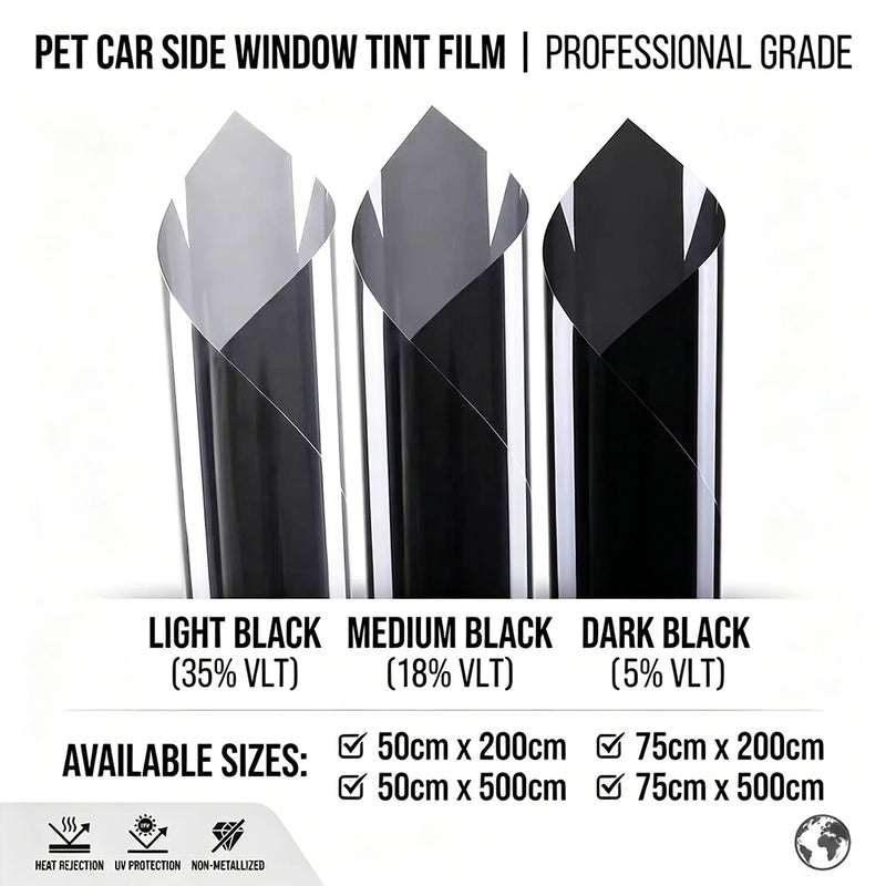 Film Teinté Vitres Latérales Voiture 50 cm x 2 m ou 5 m PET