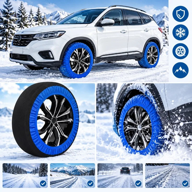 Chaussette à Neige Textile Bleue à l'Unité pour Voiture et SUV