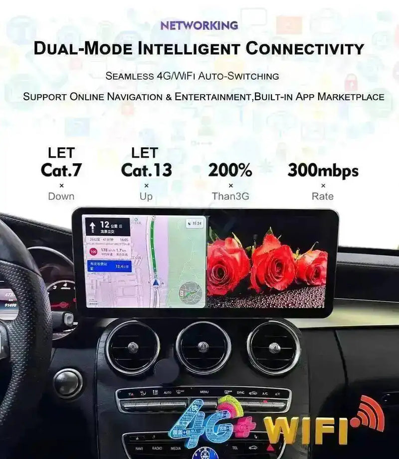 Autoradio Android 14 Mercedes-Benz GLC X253, C et Classe V W447 2015-2021 Écran 14,6 pouces CarPlay 4K