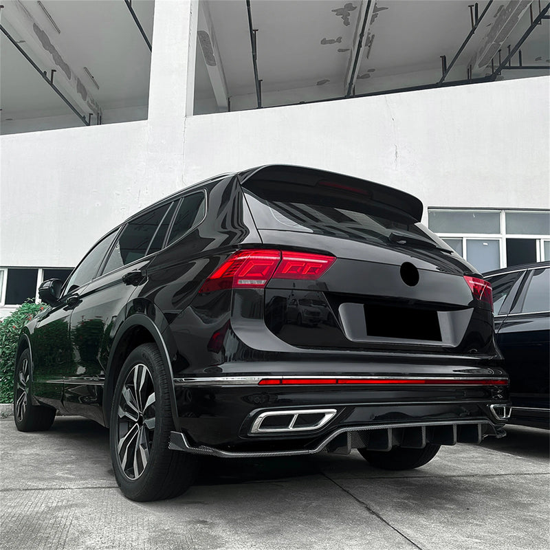 Diffuseur de Pare-Chocs Arrière Volkswagen Tiguan MK2.5 R-Line 2021-2023 Noir Brillant ou Aspect Carbone