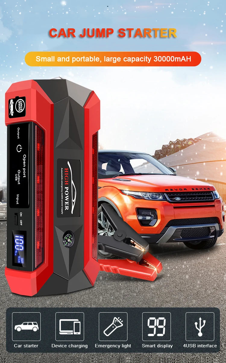 Booster de Batterie Voiture 12V Portable avec Lampe LED et Ports USB