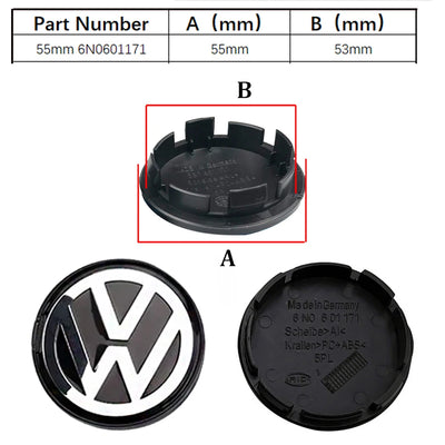 Cache-Moyeux Volkswagen VW Golf Polo Passat 55mm 76mm