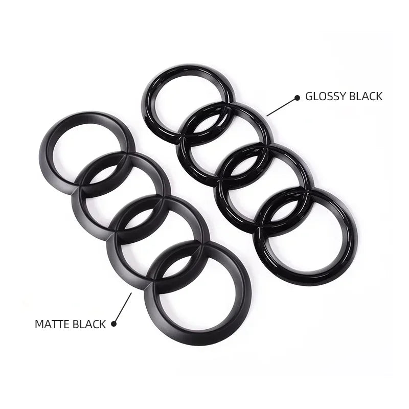 Emblème de Calandre Audi Quatre Anneaux Noir et Argent