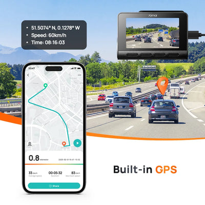 Dashcam 70mai A810 4K Avant Arrière GPS ADAS