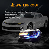 Phares LED RGB Chevrolet Camaro 2014-2015 Double Faisceau Feux de Jour Couleur Pilotables par Application