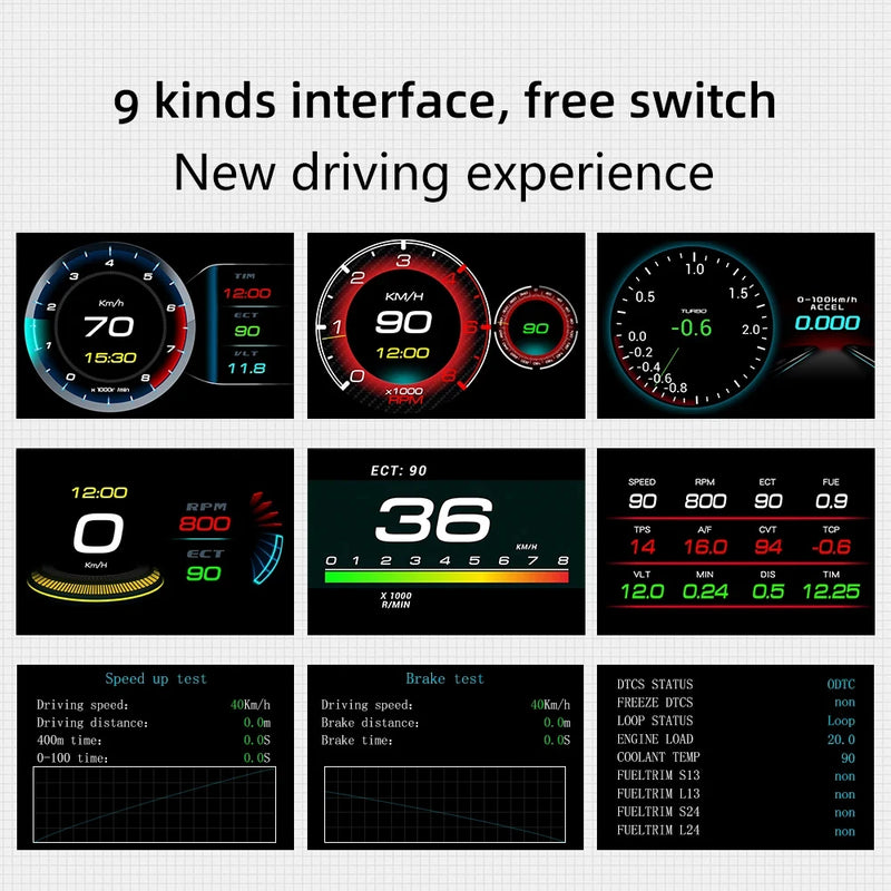 Afficheur Tête Haute OBD2 F9 Voiture Écran Multifonction