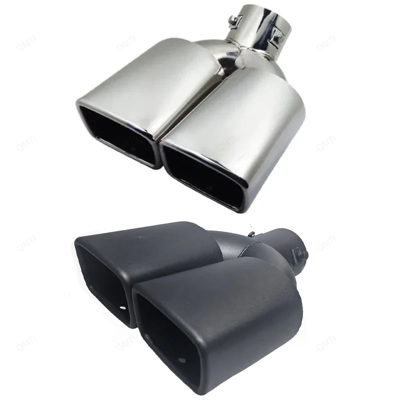 Embout d'Échappement Double Sortie Carrée Inox 58 mm