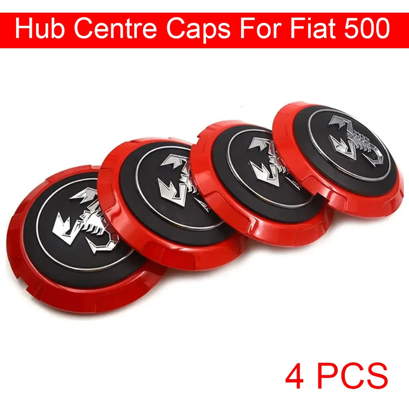Cache-Moyeux Fiat 500 133mm Rouge Emblème Scorpion