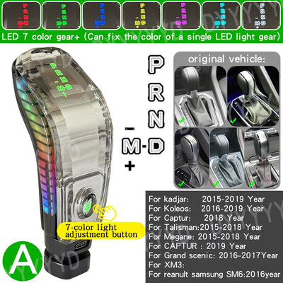 Pommeau de Vitesse LED Cristal 7 Couleurs Universel