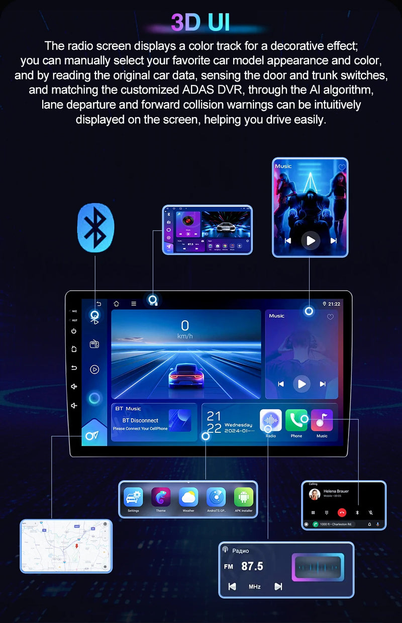 Autoradio Android Dodge Charger 2011-2014 Écran QLED 9 pouces CarPlay GPS Navigation