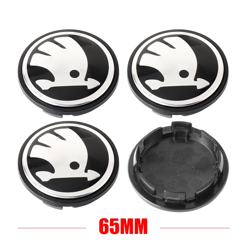 Cache-Moyeux Skoda 55 ou 65 mm Lot de 4 Logo de Roue pour Kodiaq Fabia Kamiq Karoq Octavia A5 A7 Rapid Scala