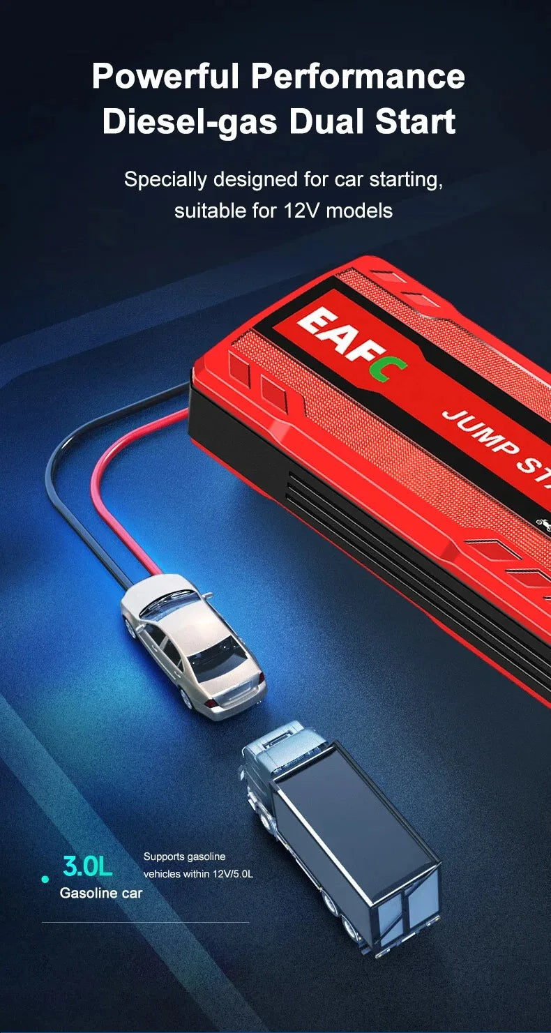 Booster de Batterie Voiture EAFC 600A 2000A Démarreur Portable 12V