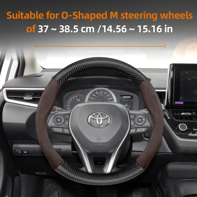 Couvre Volant Toyota Yaris, Corolla, C-HR, RAV4, Hilux, Aygo en Daim et Carbone, Tailles S, M et L