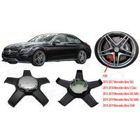 Cache-Moyeux Mercedes AMG A0004002400, S63 S65 C43 C63 S560 S680 GLS600, Noir, 5 Branches