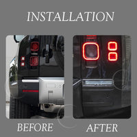 Feux Arrière LED Land Rover Defender 90 110 130 2020-2026 : Stop, Recul et Clignotant Séquentiel, Paire