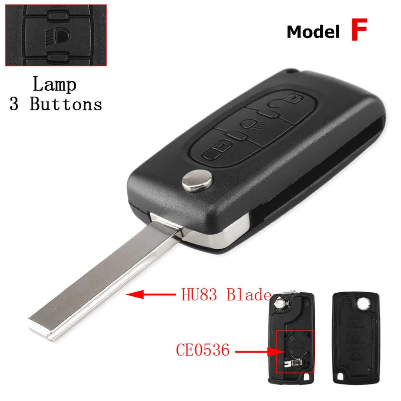 Coque de Clé Peugeot Citroën Pliante à Rabat 2 3 ou 4 Touches 207 307 308 407 607 807 C2 C3 C4 C5 C6