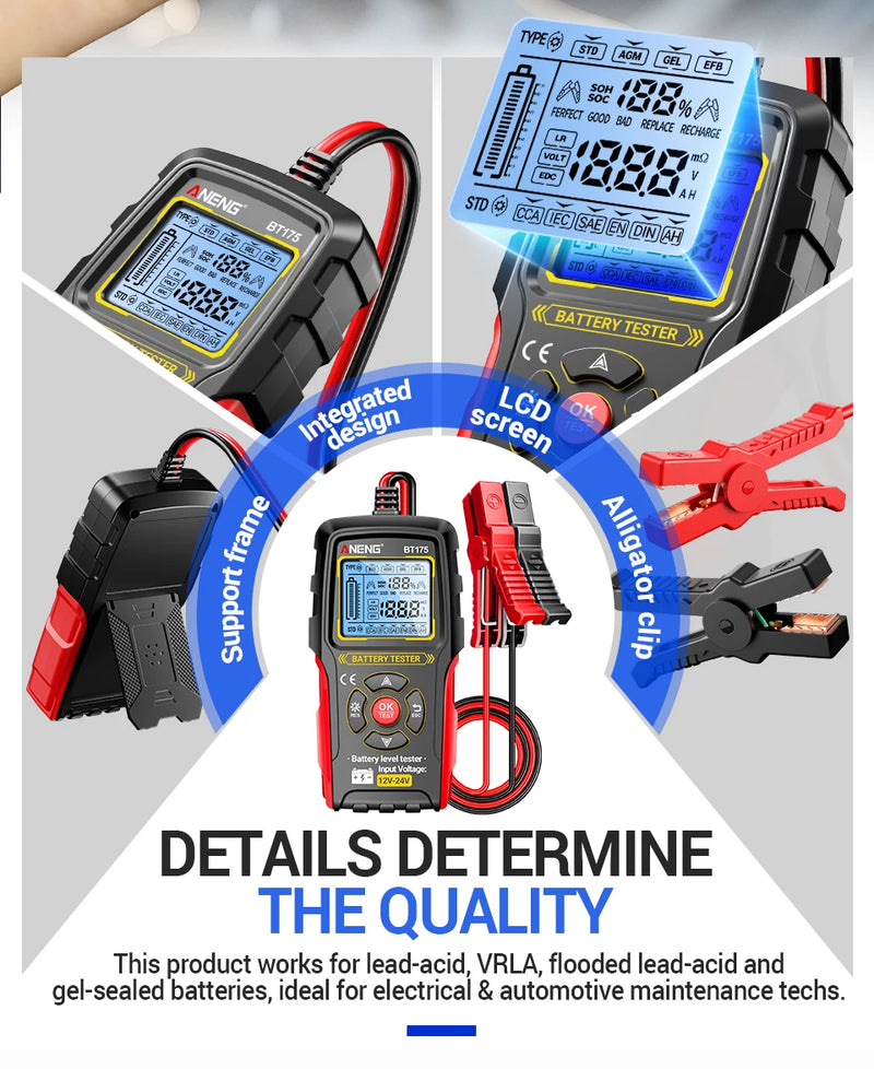 ANENG BT175 12V 24V Car Battery Tester 50-1999 CCA
