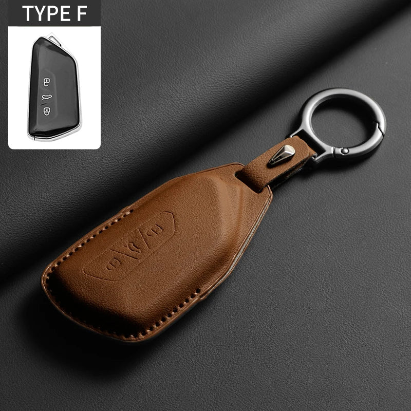 Étui de Protection Clé Cuir Volkswagen Golf 8 ID.3 ID.4 Skoda Octavia 4 Seat Leon 4 Cupra Formentor