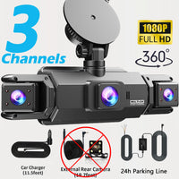 Dashcam 4 Canaux 4K WiFi Avant Arrière Intérieur