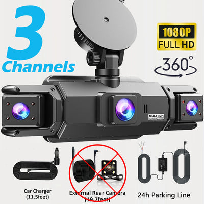 Dashcam 4 Canaux 4K WiFi Avant Arrière Intérieur