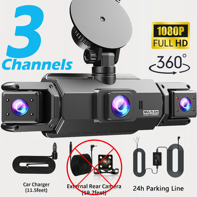 Dashcam 4 Canaux 4K WiFi Avant Arrière Intérieur
